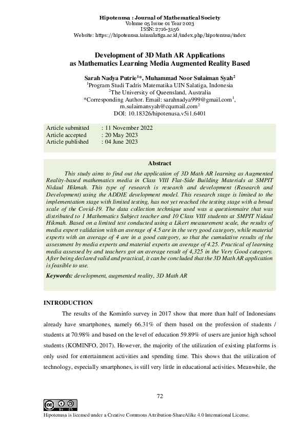 (PDF) Development of 3D Math AR Applications as Mathematics Learning ...