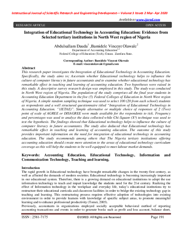 (PDF) Integration of Educational Technology in Accounting Education ...