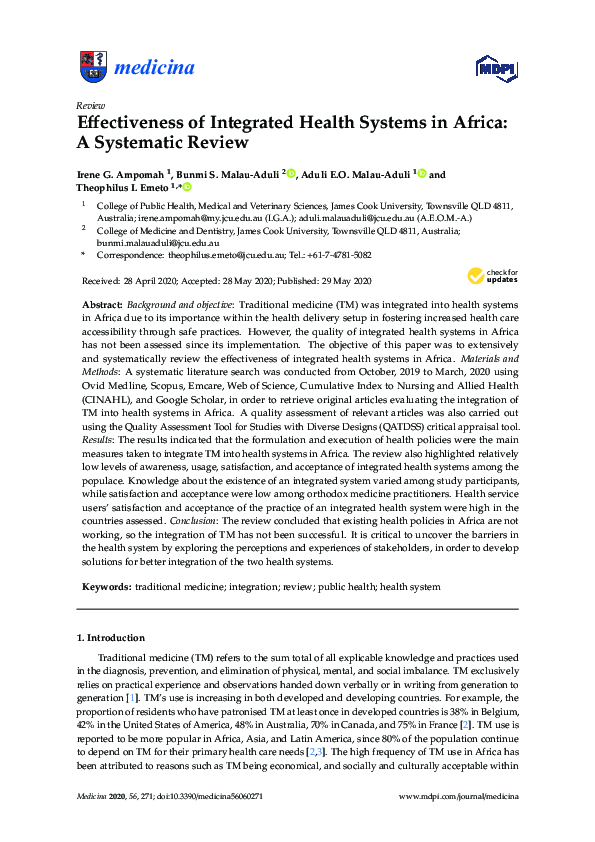 (PDF) Effectiveness of Integrated Health Systems in Africa: A ...