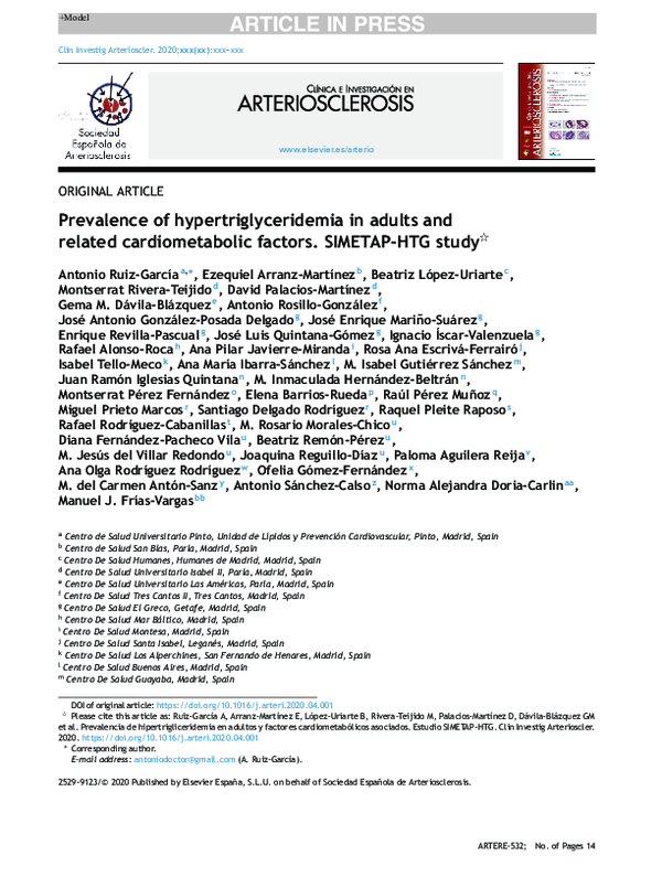 (PDF) Prevalence of hypertriglyceridemia in adults and related ...