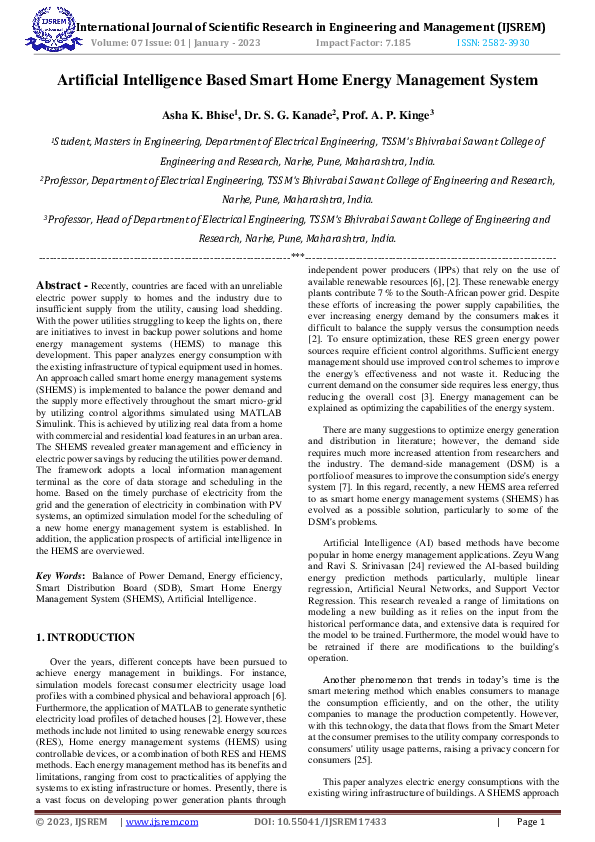 (PDF) Artificial Intelligence Based Smart Home Energy Management System