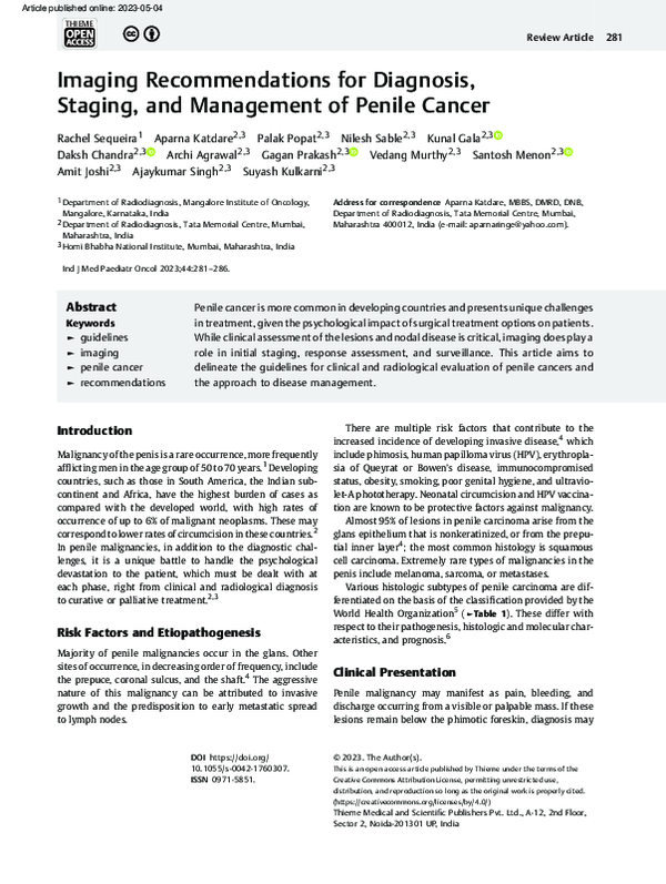 (PDF) Imaging Recommendations for Diagnosis, Staging, and Management of ...