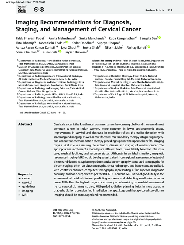 (PDF) Imaging Recommendations for Diagnosis, Staging, and Management of ...