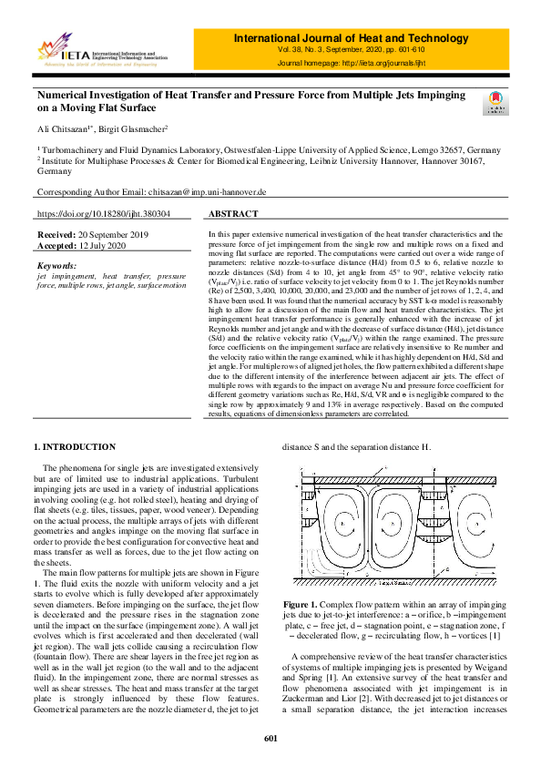 (PDF) Numerical Investigation of Heat Transfer and Pressure Force from ...