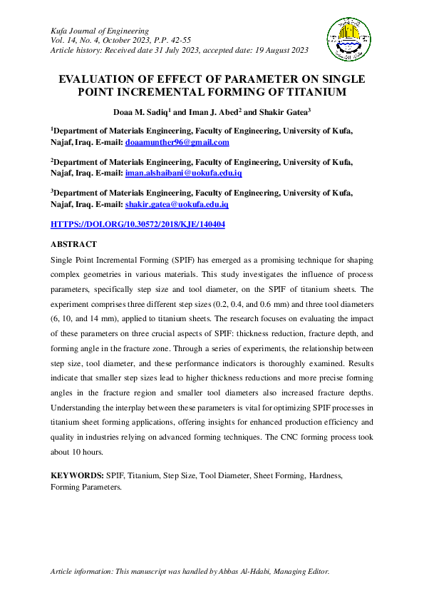 (PDF) The Evaluation of Effect of Parameter on Single Point Incremental ...