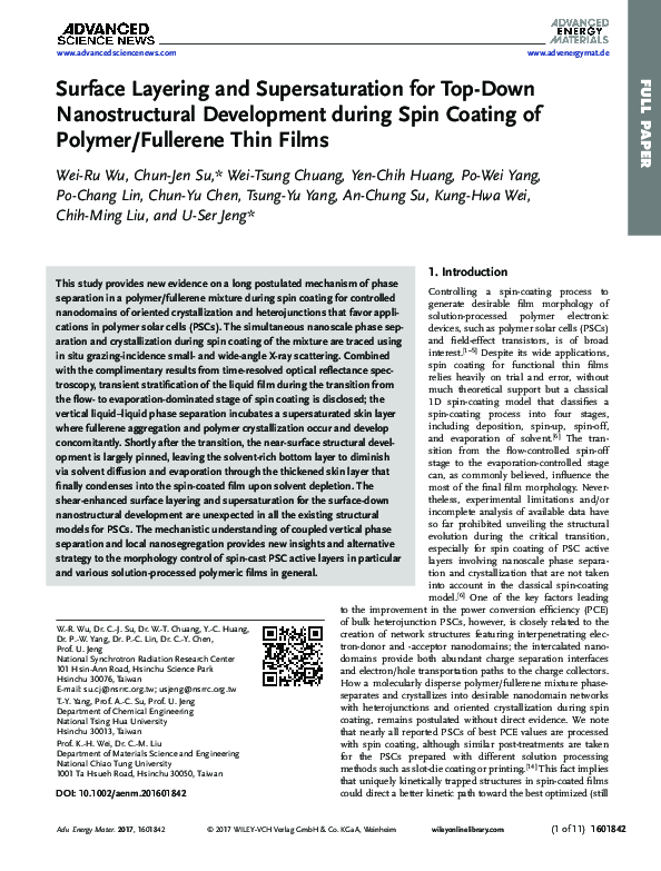(PDF) Surface Layering and Supersaturation for Top-Down Nanostructural ...