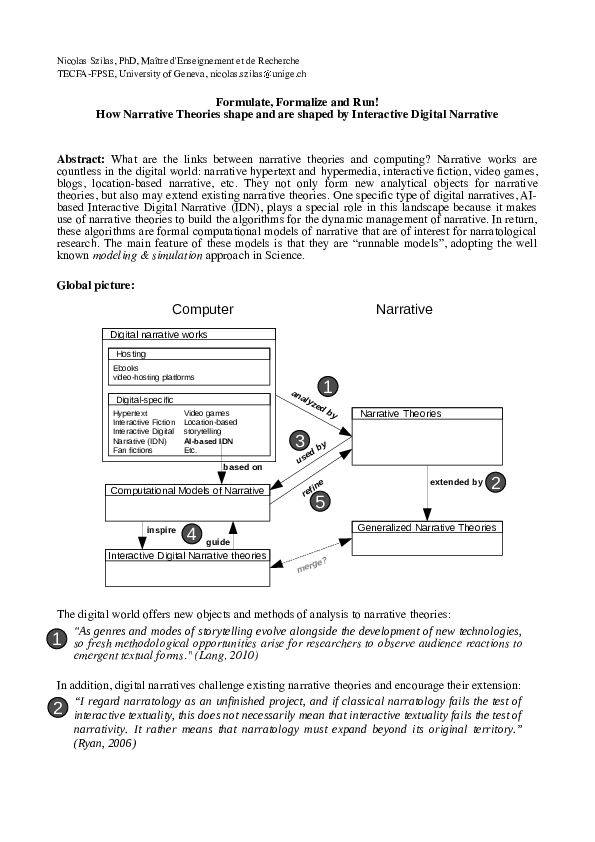 (PDF) Formulate, Formalize and Run! How Narrative Theories shape and ...