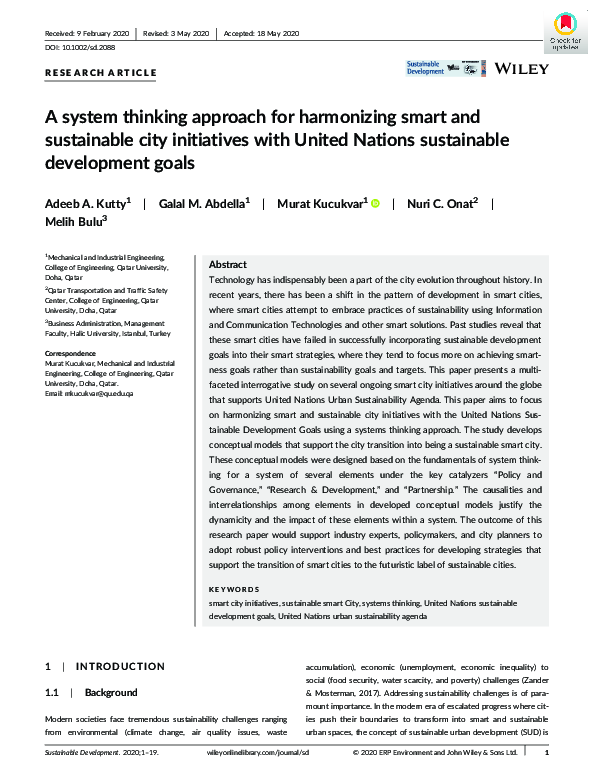 (PDF) A system thinking approach for harmonizing smart and sustainable ...