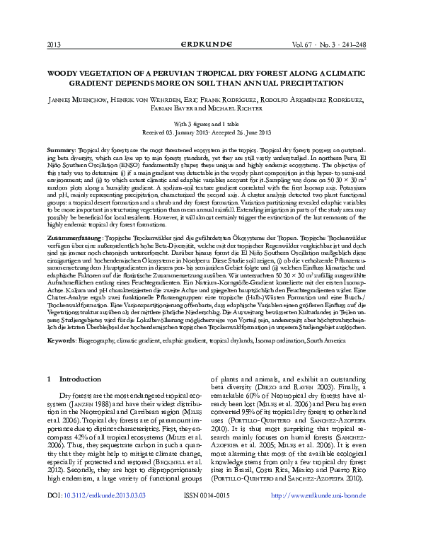 (PDF) Woody vegetation of a Peruvian tropical dry forest along a ...