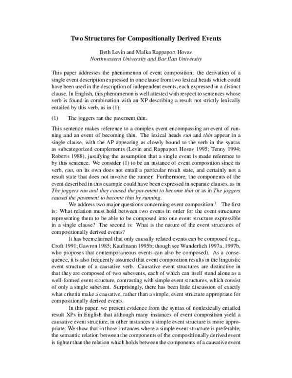 (PDF) Two Structures for Compositionally Derived Events