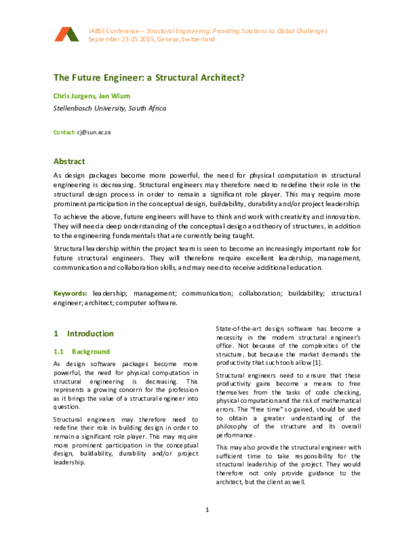 (PDF) The Future Engineer: a Structural Architect?