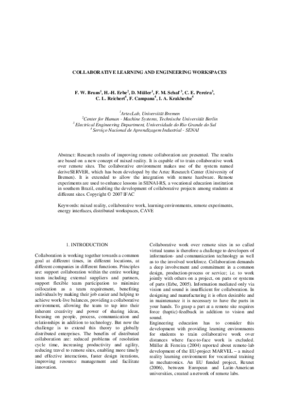 (PDF) Collaborative learning and engineering workspaces