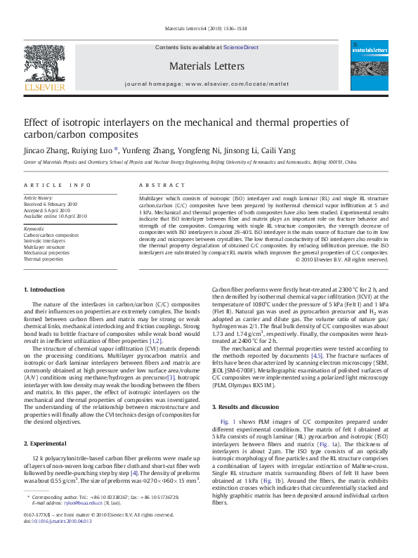 (PDF) Effect of isotropic interlayers on the mechanical and thermal ...