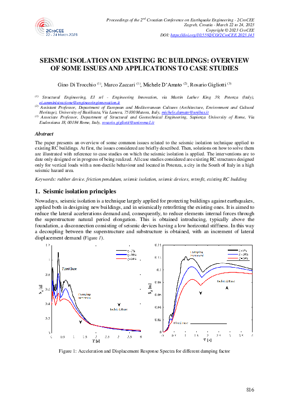 (PDF) Seismic Isolation on Existing RC Buildings: Overview of Some ...