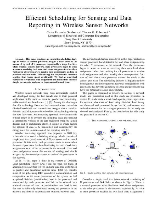 (PDF) Efficient Scheduling for Sensing and Data Reporting in Wireless ...