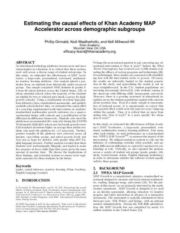 (PDF) Estimating the causal effects of Khan Academy Map Accelerator ...