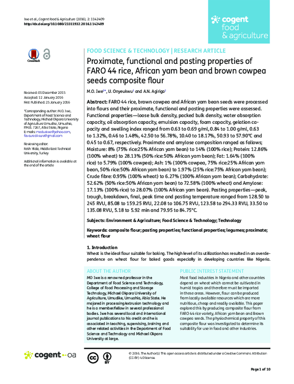 (PDF) Proximate, functional and pasting properties of FARO 44 rice ...