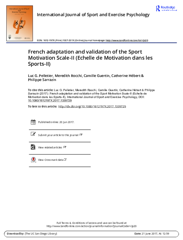 (PDF) French adaptation and validation of the Sport Motivation Scale-II ...
