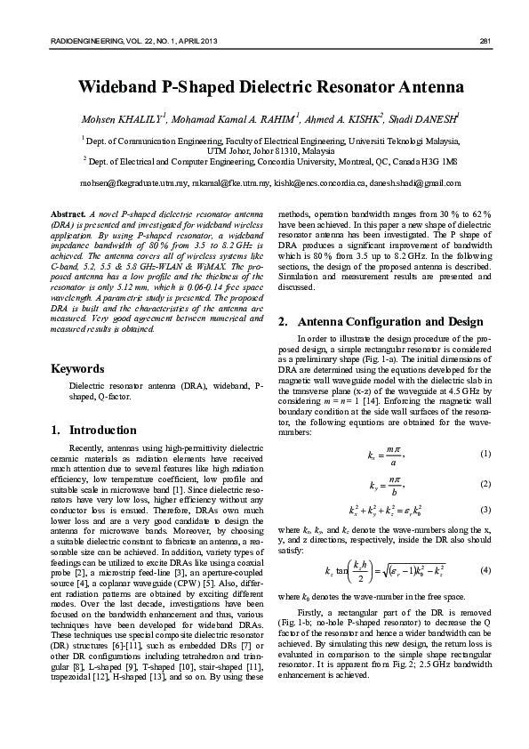 (PDF) Wideband P-Shaped Dielectric Resonator Antenna