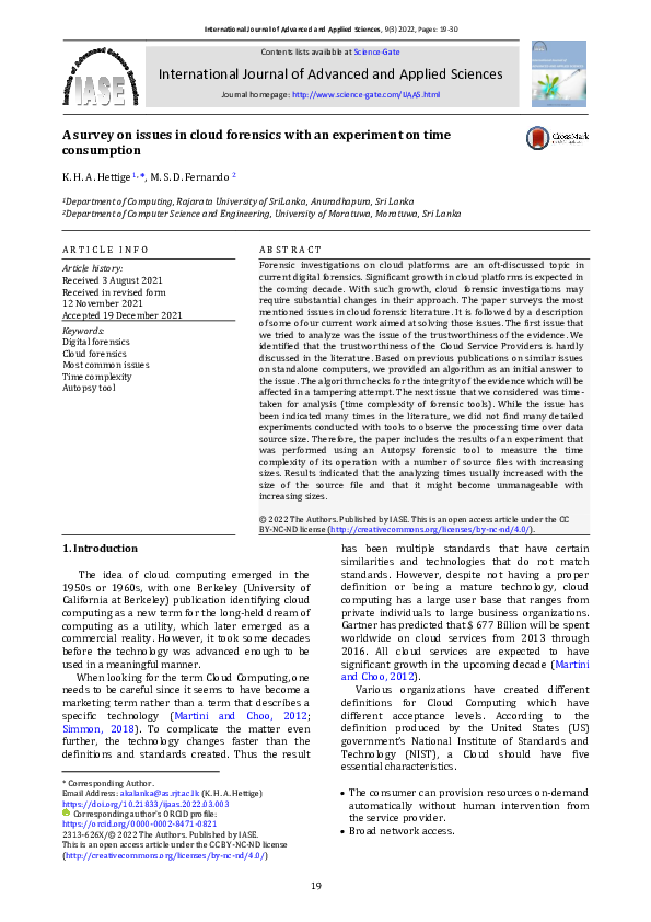 (PDF) A survey on issues in cloud forensics with an experiment on time ...