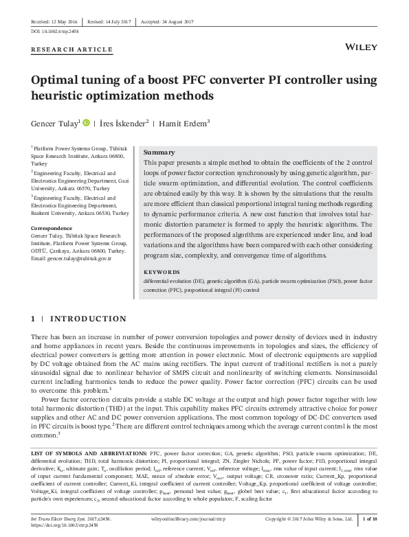 (PDF) Optimal tuning of a boost PFC converter PI controller using ...