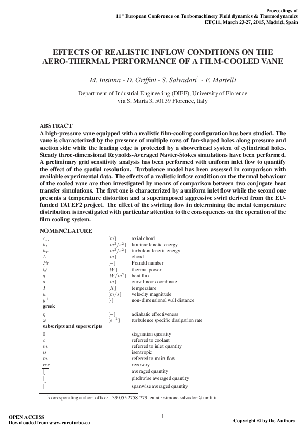 (PDF) Effects of Realistic Inflow Conditions on the Aero-Thermal ...