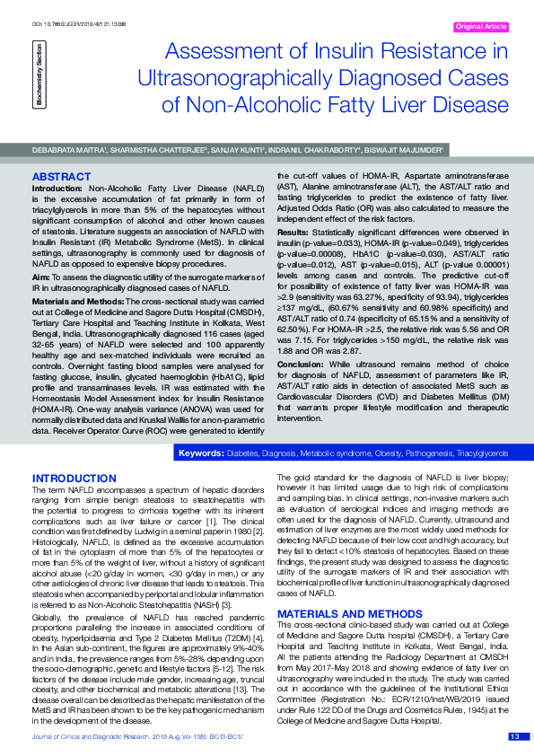 (PDF) Assessment of Insulin Resistance in Ultrasonographically ...