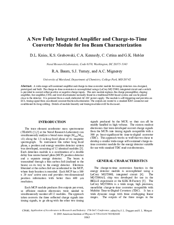 (PDF) A New Fully Integrated Amplifier and Charge-to-Time Converter ...