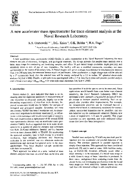(PDF) A new accelerator mass spectrometer for trace element analysis at ...