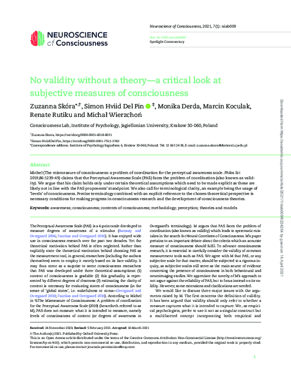 (PDF) No validity without a theory—a critical look at subjective ...