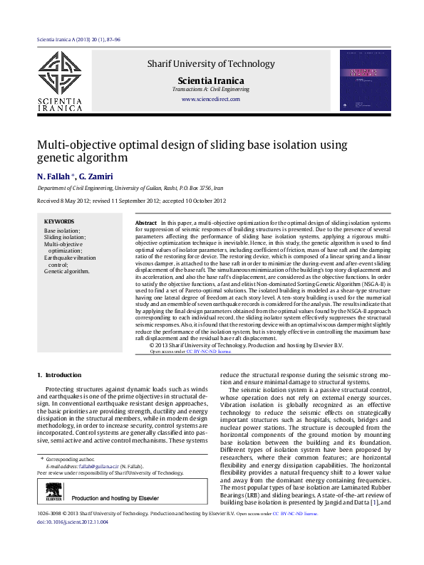 (PDF) Multi-objective optimal design of sliding base isolation using ...
