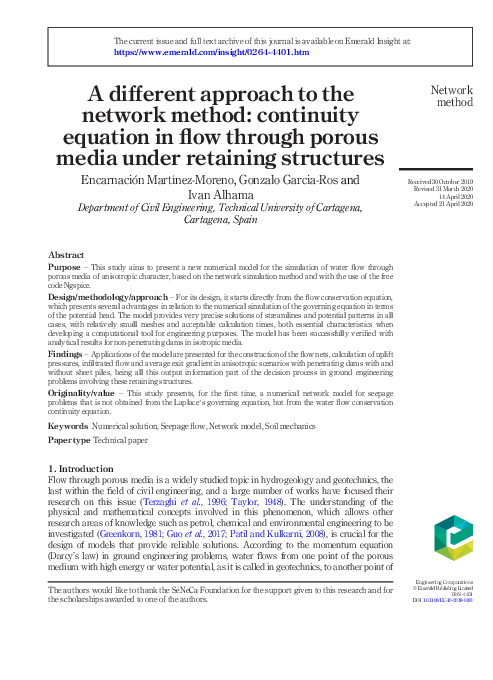 (PDF) A different approach to the network method: continuity equation ...
