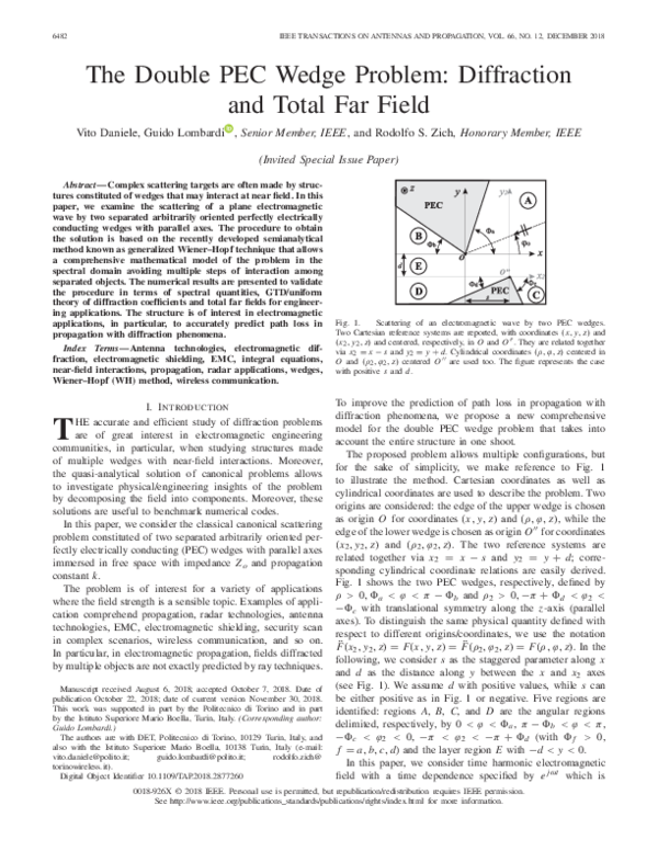 (PDF) The Double PEC Wedge Problem: Diffraction and Total Far Field