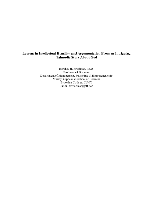 (PDF) Lessons in Intellectual Humility and Argumentation From an ...