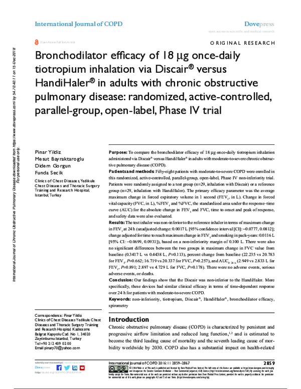 (PDF) Bronchodilator efficacy of 18 µg once-daily tiotropium inhalation ...