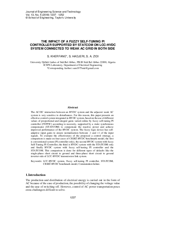 (PDF) The Impact of a Fuzzy Self-Tuning Pi Controller Supported by ...