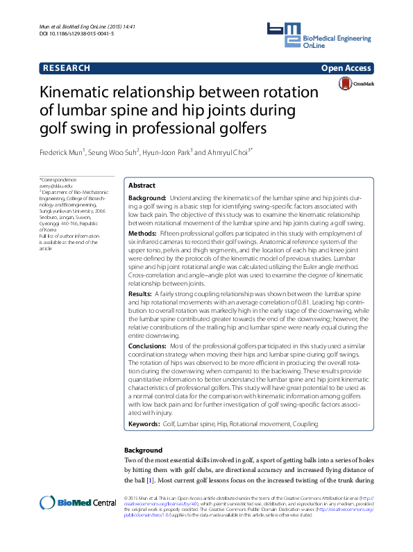 (PDF) Kinematic relationship between rotation of lumbar spine and hip ...