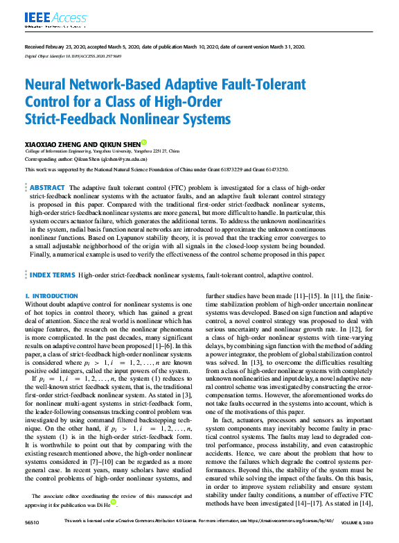 (PDF) Neural Network-Based Adaptive Fault-Tolerant Control for a Class ...