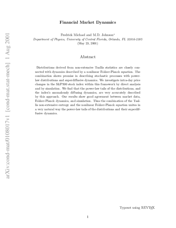 (PDF) Financial market dynamics