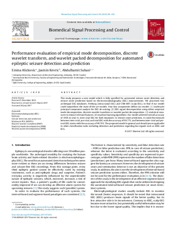 (PDF) Performance Evaluation of Empirical Mode Decomposition for EEG ...
