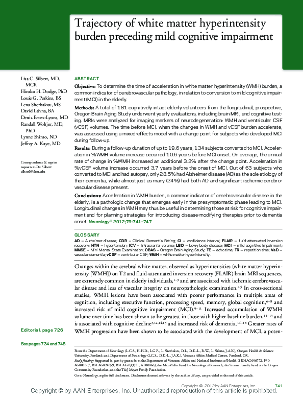 (PDF) Trajectory of white matter hyperintensity burden preceding mild ...