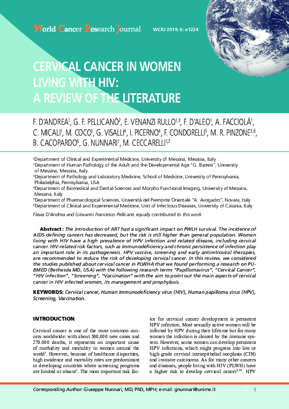 (PDF) Cervical cancer in women living with HIV: a review of the literature