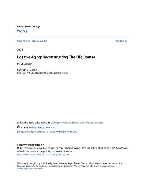 (PDF) Positive Aging: Reconstructing The Life Course
