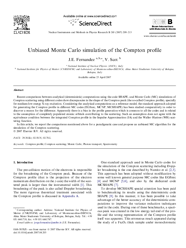 Unbiased Monte Carlo simulation of the compton profile