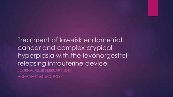 (PDF) Treatment of Low-Risk Endometrial Cancer and Complex Atypical ...