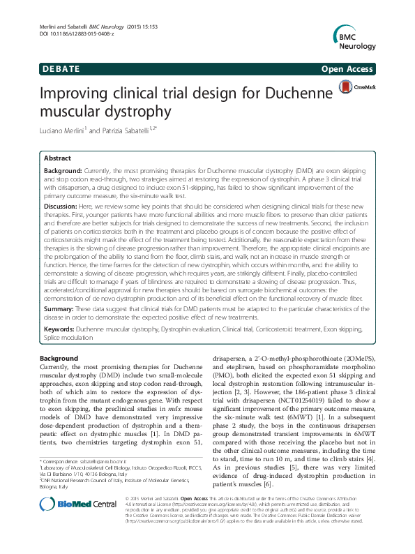 (PDF) Improving clinical trial design for Duchenne muscular dystrophy