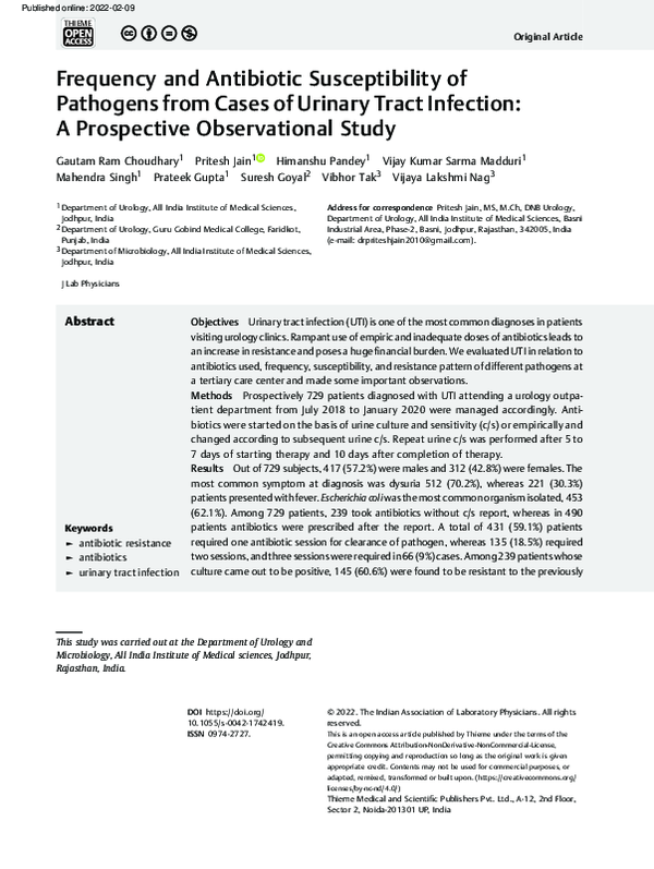 (PDF) Frequency and Antibiotic Susceptibility of Pathogens from Cases ...