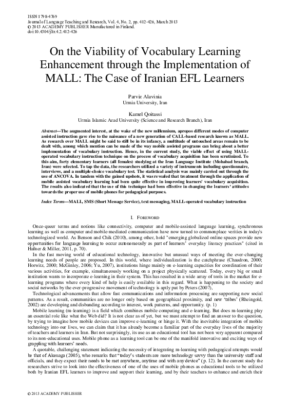 (PDF) On the Viability of Vocabulary Learning Enhancement through the ...