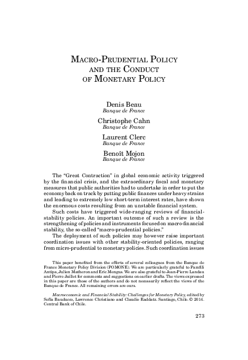 (PDF) Macro-Prudential Policy and the Conduct of Monetary Policy