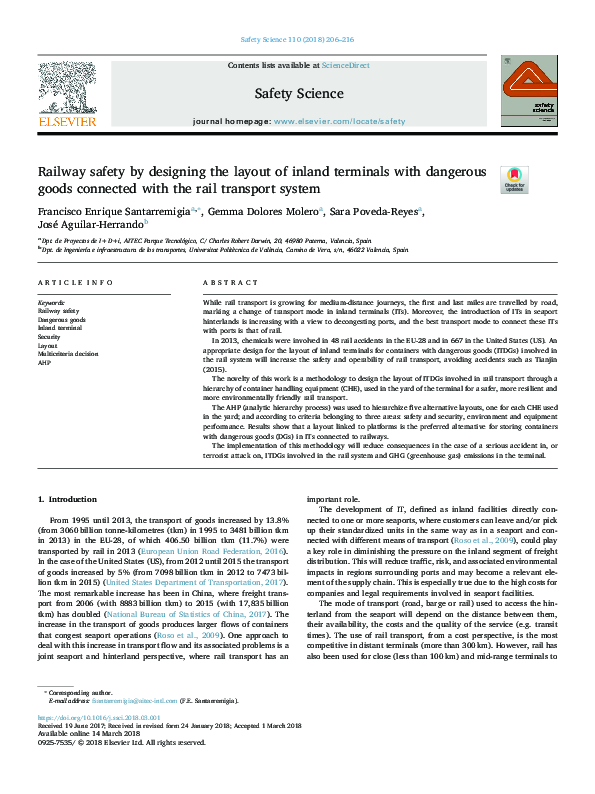 (PDF) Railway safety by designing the layout of inland terminals with ...